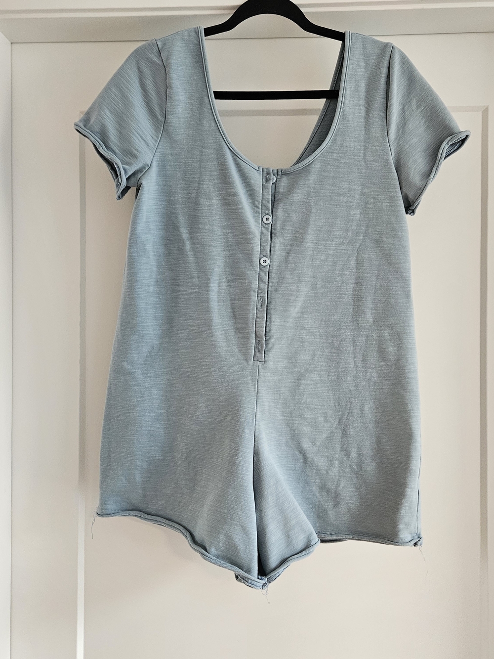 Jackson Rowe Pale Blue Short Sleeve Henley Romper Sz Medium